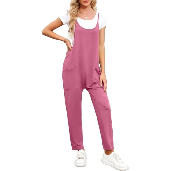 Hot Pink Patch Pocket Baggy Jumpsuit - Picture 1 of 4